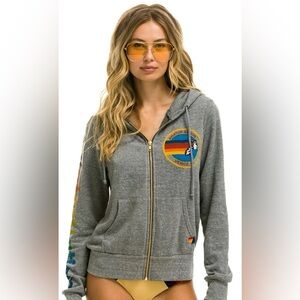NWT Aviator Nation Venice Zip Up Hoodie Heather Grey Size Medium